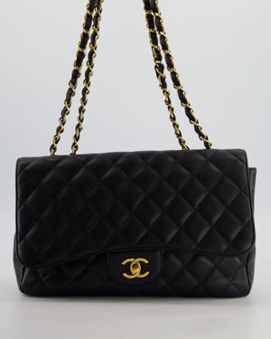 *FIRE PRICE* Chanel Black Jumbo Classic Single Flap Bag in Caviar Leather with Gold Hardware