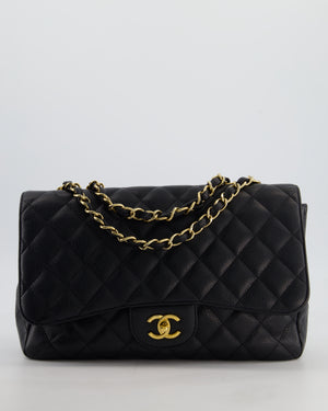 *FIRE PRICE* Chanel Black Jumbo Classic Single Flap Bag in Caviar Leather with Gold Hardware