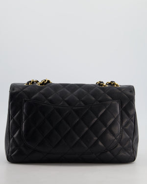 *FIRE PRICE* Chanel Black Jumbo Classic Single Flap Bag in Caviar Leather with Gold Hardware