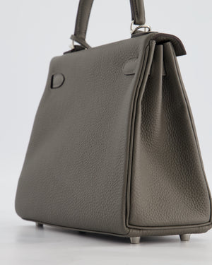 *HOT* Hermès Kelly 25 Rotourne Bag in Gris Meyer Togo Leather with Palladium Hardware