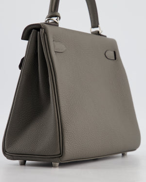 *HOT* Hermès Kelly 25 Rotourne Bag in Gris Meyer Togo Leather with Palladium Hardware