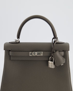 *HOT* Hermès Kelly 25 Rotourne Bag in Gris Meyer Togo Leather with Palladium Hardware