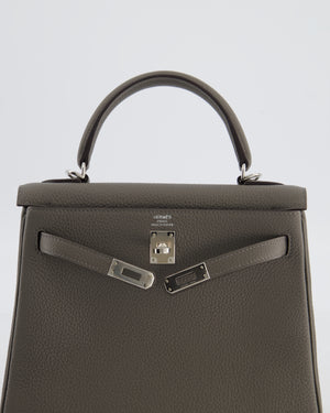*HOT* Hermès Kelly 25 Rotourne Bag in Gris Meyer Togo Leather with Palladium Hardware