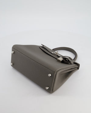 *HOT* Hermès Kelly 25 Rotourne Bag in Gris Meyer Togo Leather with Palladium Hardware