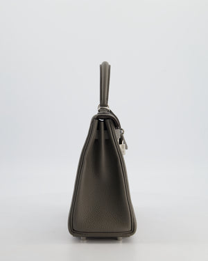 *HOT* Hermès Kelly 25 Rotourne Bag in Gris Meyer Togo Leather with Palladium Hardware