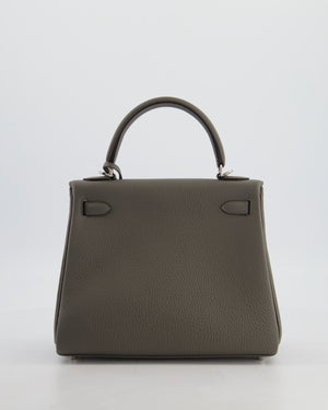 *HOT* Hermès Kelly 25 Rotourne Bag in Gris Meyer Togo Leather with Palladium Hardware