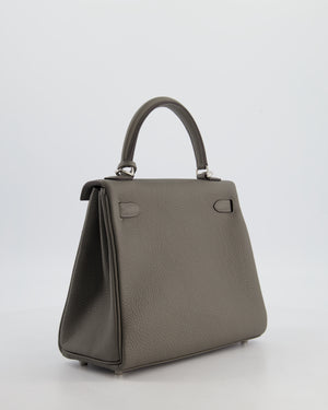 *HOT* Hermès Kelly 25 Rotourne Bag in Gris Meyer Togo Leather with Palladium Hardware