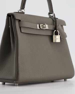 *HOT* Hermès Kelly 25 Rotourne Bag in Gris Meyer Togo Leather with Palladium Hardware