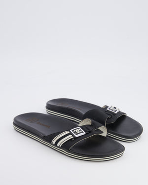 Chanel Spring 2006 Vintage Black Strap Mules with White Logo Detail Size 38