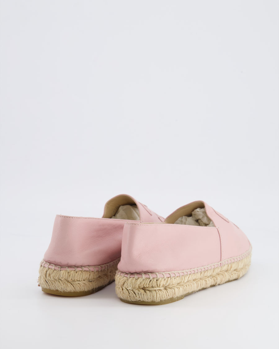 Chanel Baby Pink Leather CC Logo Espadrilles Size 38 RRP £730
