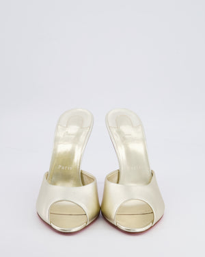 Christian Louboutin Gold Metallic Me Dolly Peep-Toe Heeled Mules Size EU 42