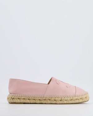 Chanel Baby Pink Leather CC Logo Espadrilles Size 38 RRP £730