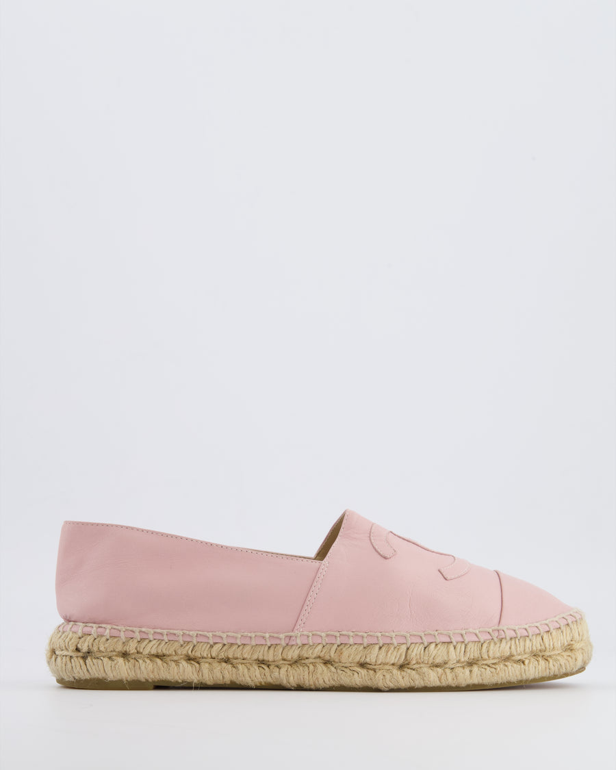 Chanel Baby Pink Leather CC Logo Espadrilles Size 38 RRP £730