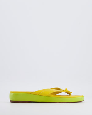 Chanel 2002 Vintage Yellow and Green Leather Heeled Flip Flops with CC Logo Detailing Size 38