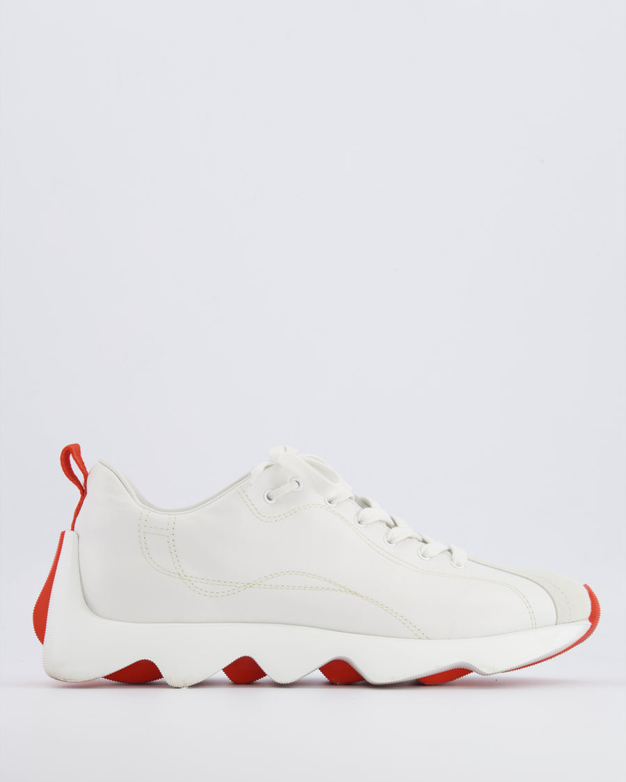 Hermès White Leather and Suede Envol Trainers with Orange Details Size EU 40.5 RRP £785