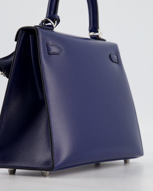 *RARE* Hermès Kelly 25 Sellier Bag in Bleu Saphir Box Leather with Palladium Hardware
