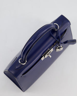 *RARE* Hermès Kelly 25 Sellier Bag in Bleu Saphir Box Leather with Palladium Hardware