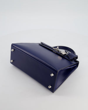 *RARE* Hermès Kelly 25 Sellier Bag in Bleu Saphir Box Leather with Palladium Hardware