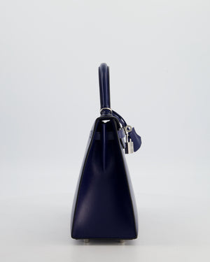 *RARE* Hermès Kelly 25 Sellier Bag in Bleu Saphir Box Leather with Palladium Hardware