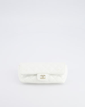 Chanel White Patent Sunglasses Case on Chain Bag with Champagne Gold Hardware