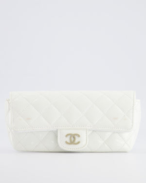 Chanel White Patent Sunglasses Case on Chain Bag with Champagne Gold Hardware