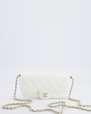 Chanel White Patent Sunglasses Case on Chain Bag with Champagne Gold Hardware