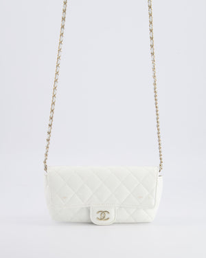 Chanel White Patent Sunglasses Case on Chain Bag with Champagne Gold Hardware
