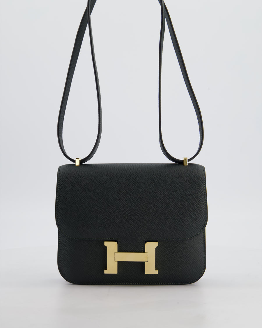 *HOT & FIRE PRICE* Hermès Constance III 18 Miroir Bag in Vert Mangrove Epsom Leather with Permabrass Hardware