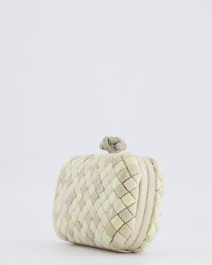 Bottega Veneta Beige and Cream Intrecciato Leather and Python Clutch Bag with Knot Detail RRP £4,500