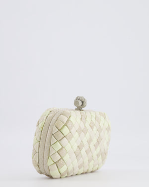Bottega Veneta Beige and Cream Intrecciato Leather and Python Clutch Bag with Knot Detail RRP £4,500