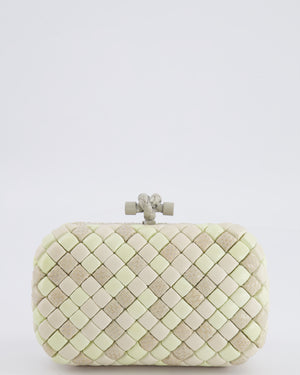 Bottega Veneta Beige and Cream Intrecciato Leather and Python Clutch Bag with Knot Detail RRP £4,500