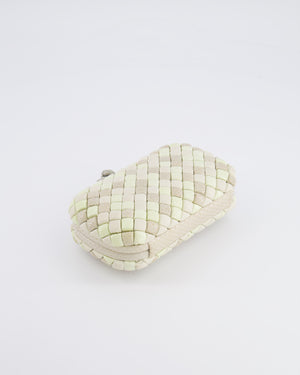 Bottega Veneta Beige and Cream Intrecciato Leather and Python Clutch Bag with Knot Detail RRP £4,500