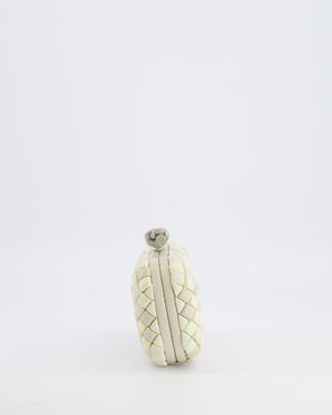 Bottega Veneta Beige and Cream Intrecciato Leather and Python Clutch Bag with Knot Detail RRP £4,500