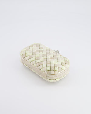 Bottega Veneta Beige and Cream Intrecciato Leather and Python Clutch Bag with Knot Detail RRP £4,500