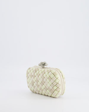 Bottega Veneta Beige and Cream Intrecciato Leather and Python Clutch Bag with Knot Detail RRP £4,500
