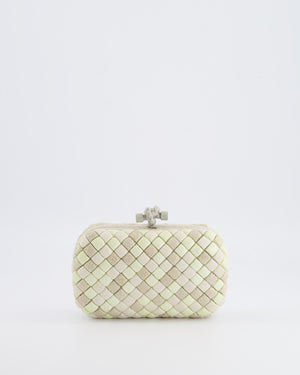 Bottega Veneta Beige and Cream Intrecciato Leather and Python Clutch Bag with Knot Detail RRP £4,500
