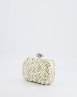 Bottega Veneta Beige and Cream Intrecciato Leather and Python Clutch Bag with Knot Detail RRP £4,500