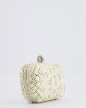 Bottega Veneta Beige and Cream Intrecciato Leather and Python Clutch Bag with Knot Detail RRP £4,500