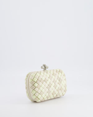 Bottega Veneta Beige and Cream Intrecciato Leather and Python Clutch Bag with Knot Detail RRP £4,500