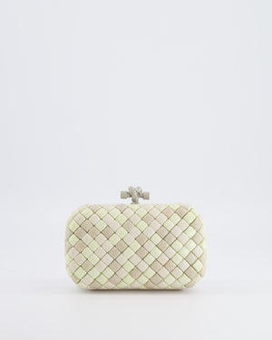 Bottega Veneta Beige and Cream Intrecciato Leather and Python Clutch Bag with Knot Detail RRP £4,500
