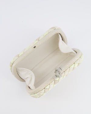 Bottega Veneta Beige and Cream Intrecciato Leather and Python Clutch Bag with Knot Detail RRP £4,500