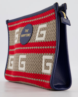 Gucci 2021 'The Hamptons" Striped Logo Pouch