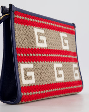 Gucci 2021 'The Hamptons" Striped Logo Pouch