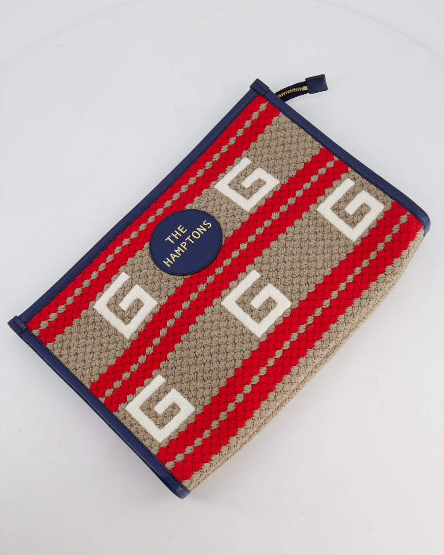 Gucci 2021 'The Hamptons" Striped Logo Pouch
