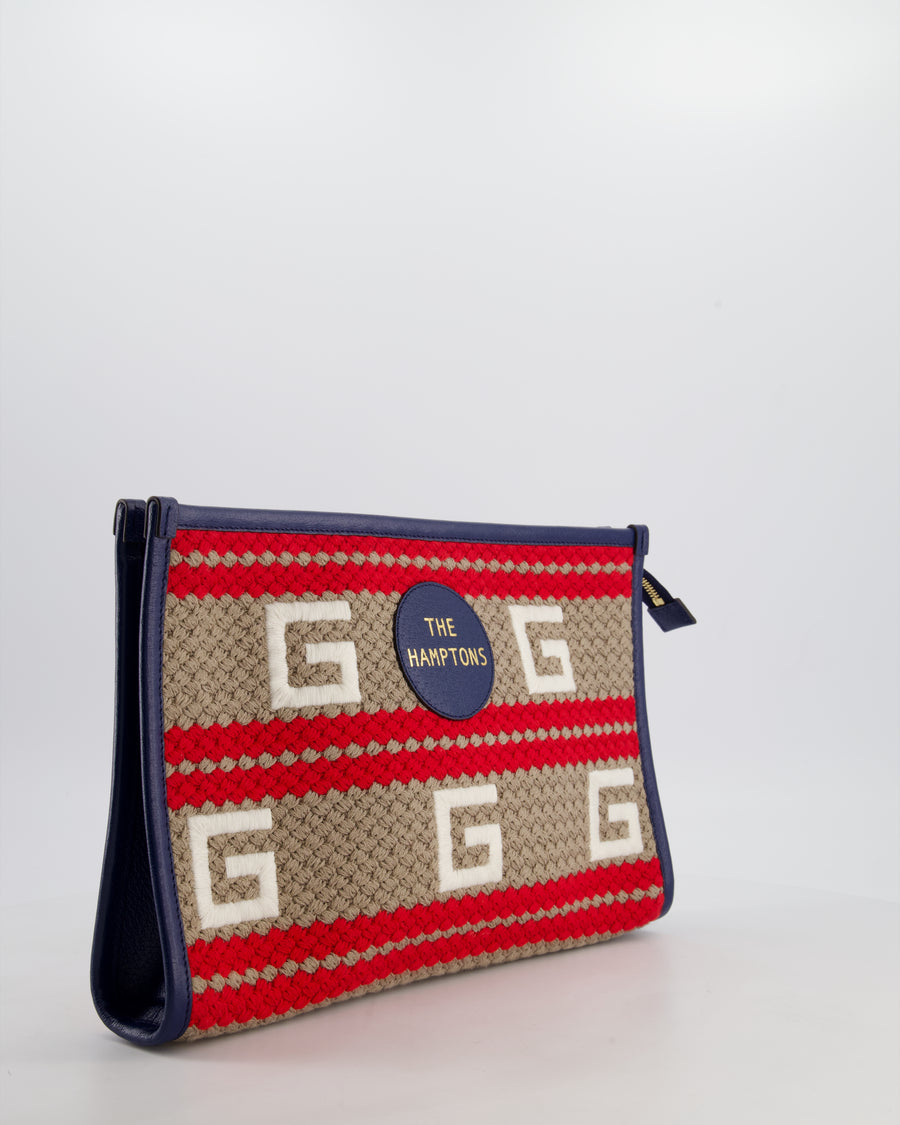Gucci 2021 'The Hamptons" Striped Logo Pouch