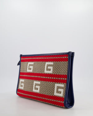 Gucci 2021 'The Hamptons" Striped Logo Pouch