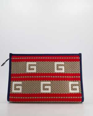 Gucci 2021 'The Hamptons" Striped Logo Pouch