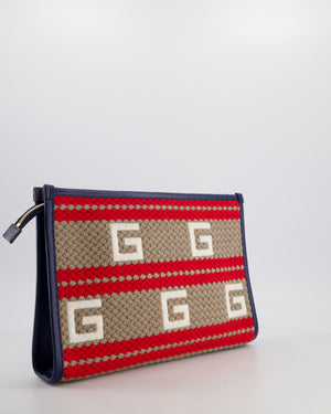 Gucci 2021 'The Hamptons" Striped Logo Pouch