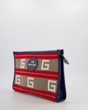 Gucci 2021 'The Hamptons" Striped Logo Pouch
