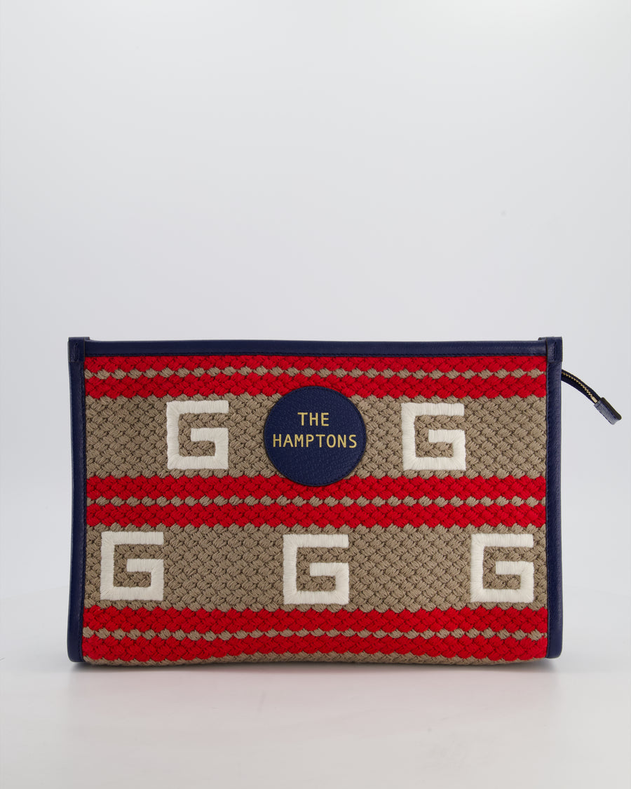 Gucci 2021 'The Hamptons" Striped Logo Pouch